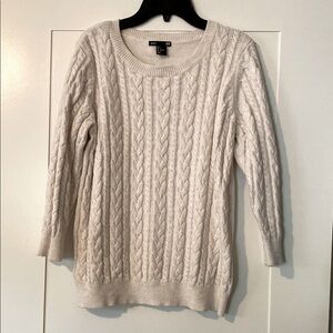 H&M Women's Cream/Oatmeal Cable Knit Sweater - Size Large